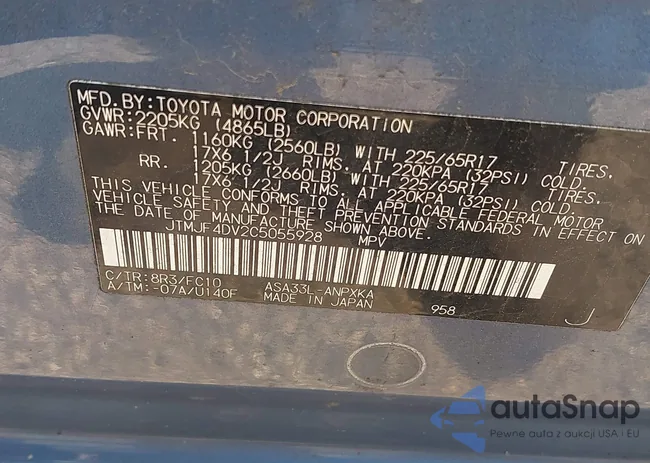 JTMJF4DV2C5055928: 43269640