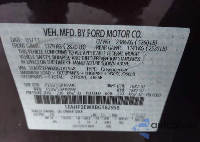 1FAHP2EWXBG182958: 43269775