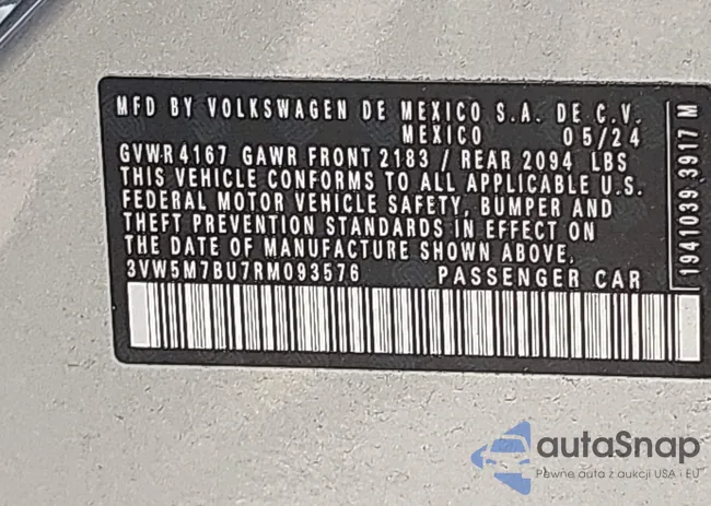 3VW5M7BU7RM093576: 43271006