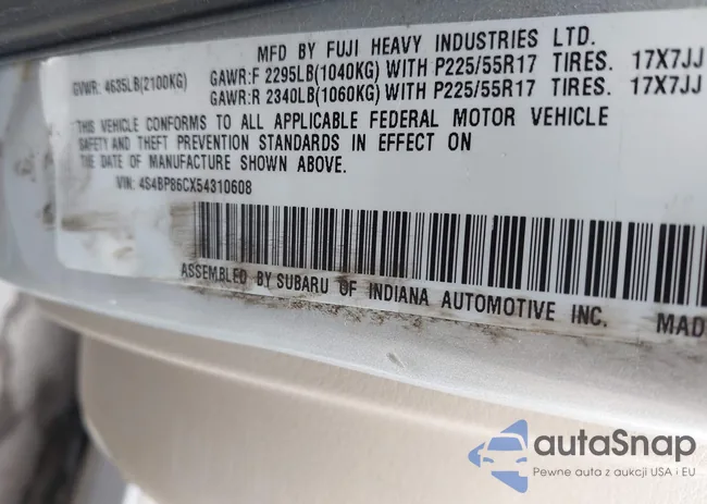 4S4BP86CX54310608: 43271064