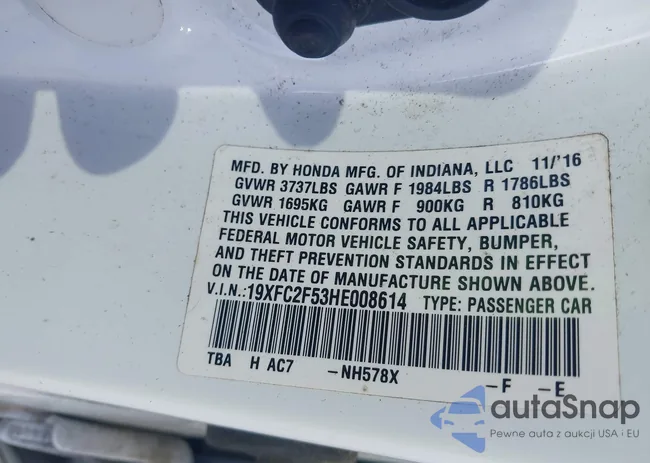 19XFC2F53HE008614: 43271130