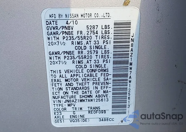 JN8AZ1MW7AW125613: 43271192