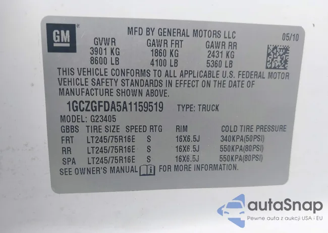 1GCZGFDA5A1159519: 43271199