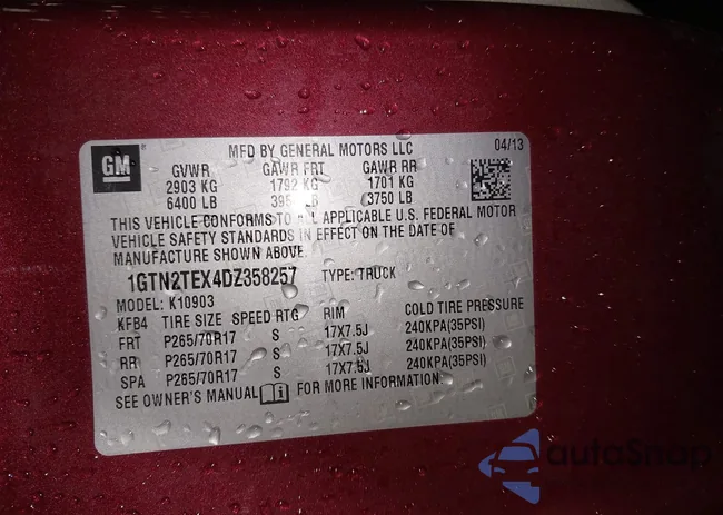 1GTN2TEX4DZ358257: 43271263