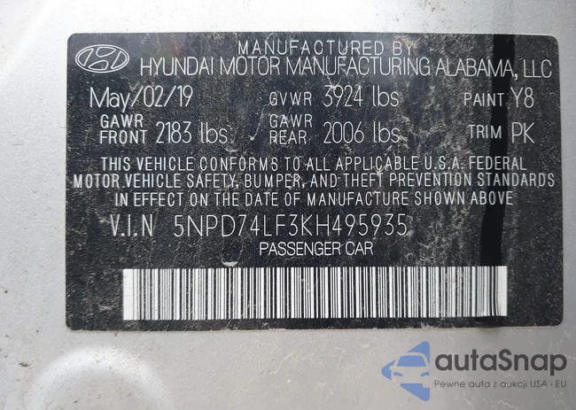 5NPD74LF3KH495935: 43271307