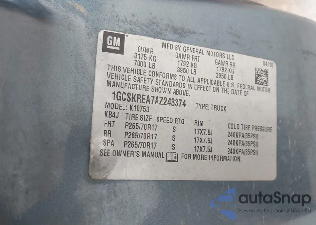 1GCSKREA7AZ243374: 43271363