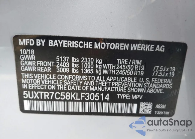 5UXTR7C58KLF30514: 43270515