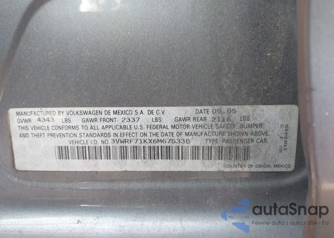 3VWRF71KX6M675338: 43270525