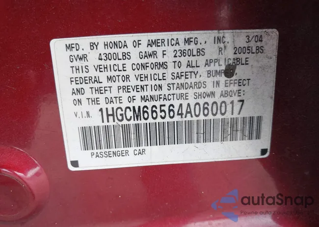 1HGCM66564A060017: 43270554
