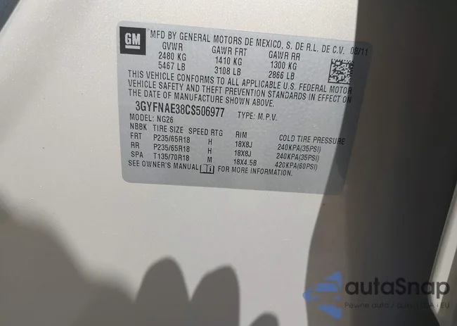 3GYFNAE38CS506977: 43270583