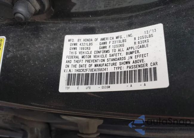 1HGCR2F7XEA098041: 43270615