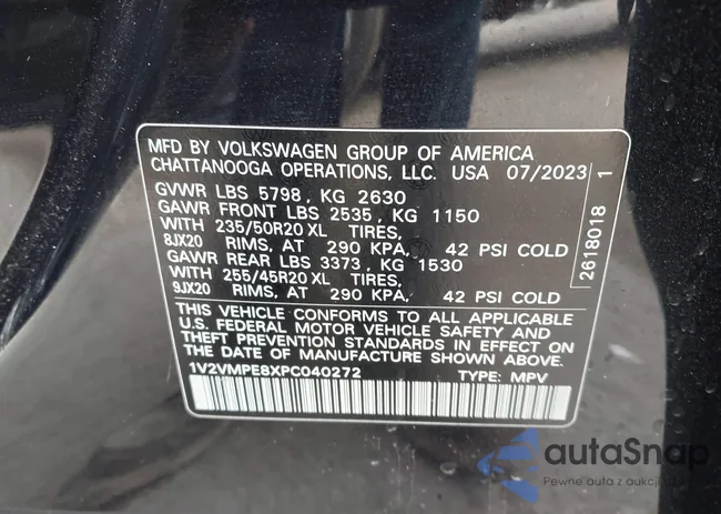 1V2VMPE8XPC040272: 43270720