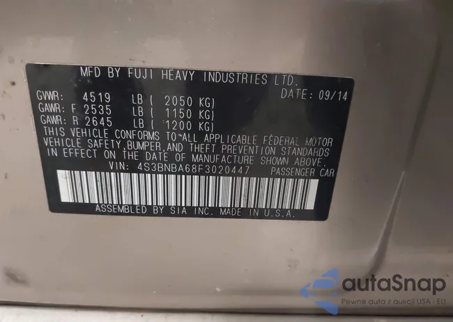 4S3BNBA68F3020447: 43270732