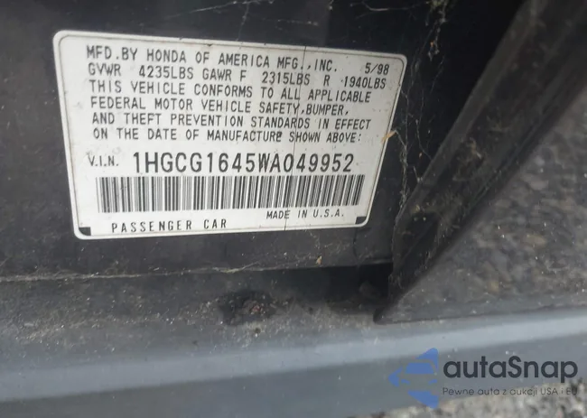 1HGCG1645WA049952: 43270809