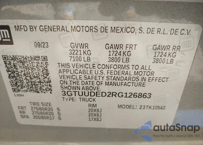 3GTUUDED2RG126863: 43271830