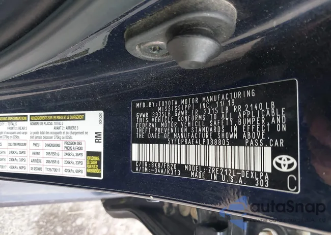 5YFEPRAE4LP088805: 43271900