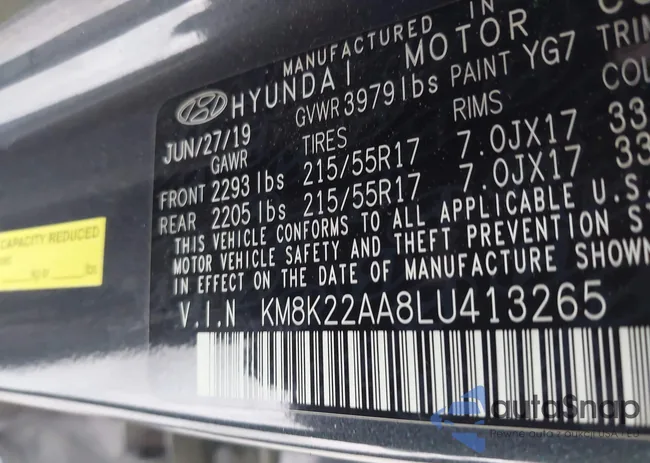 KM8K22AA8LU413265: 43271926