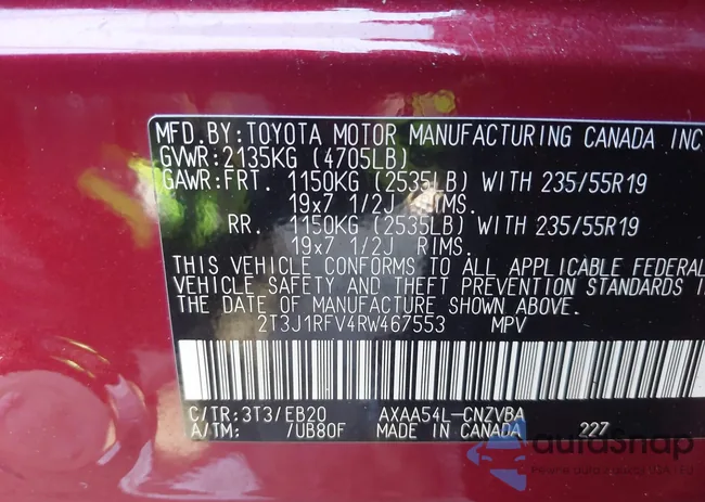 2T3J1RFV4RW467553: 43271946