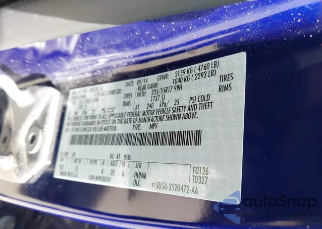 1FMCU9GX1EUE48705: 43271996