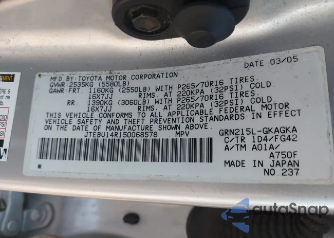 JTEBU14R150068578: 43272005