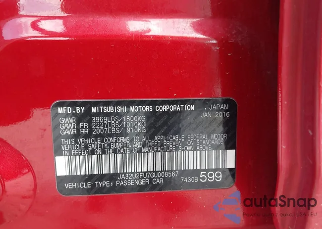 JA32U2FU7GU008567: 43272035