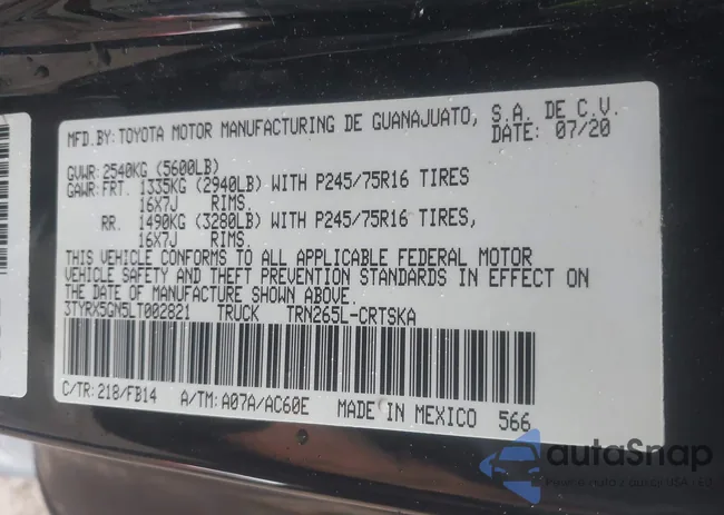 3TYRX5GN5LT002821: 43272086