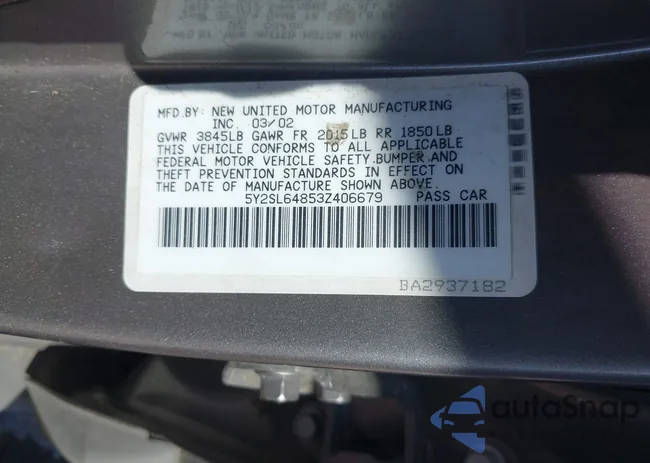 5Y2SL64853Z406679: 43272259