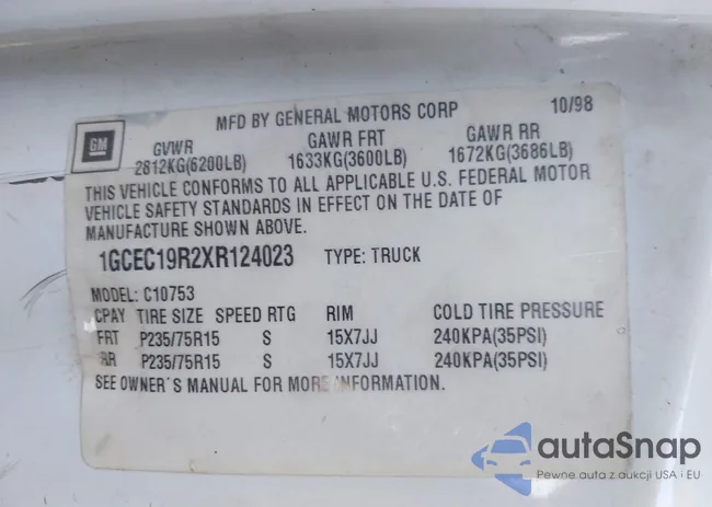 1GCEC19R2XR124023: 43272278