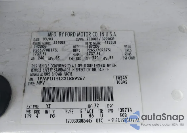 1FMPU15L33LB89267: 43272311