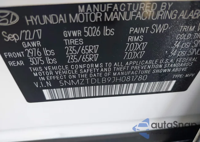 5NMZTDLB9JH081780: 43272313