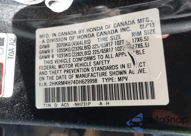 2HKRM4H74DH629998: 43271522