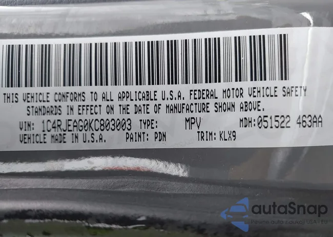 1C4RJEAG0KC803003: 43271792