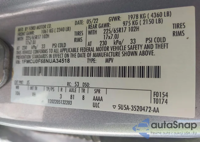 1FMCU0F68NUA34518: 43272887