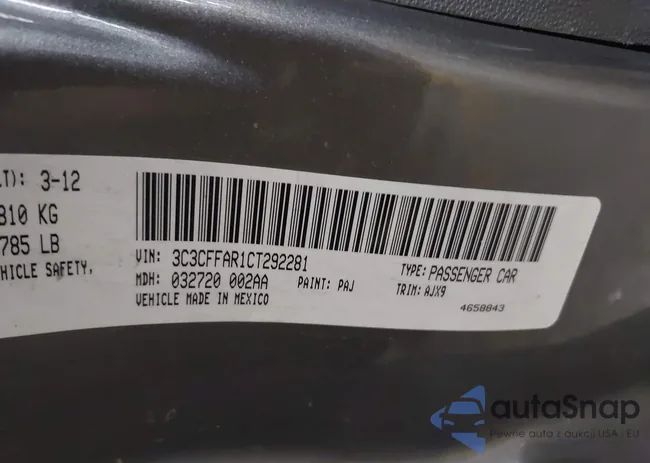 3C3CFFAR1CT292281: 43272953