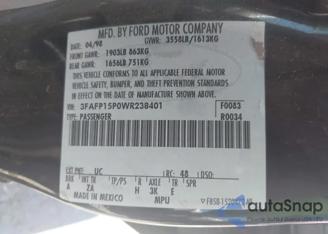 3FAFP15P0WR238401: 43273047