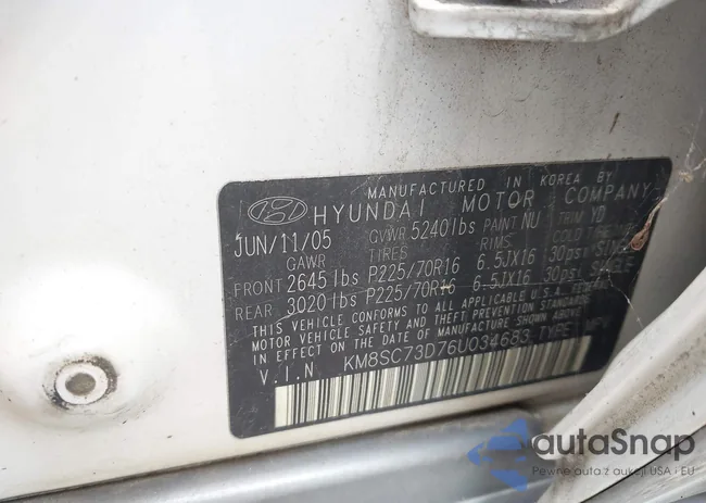 KM8SC73D76U034683: 43273083