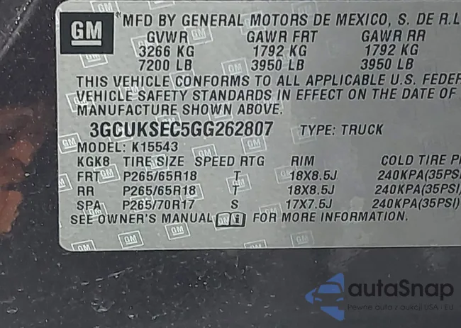 3GCUKSEC5GG262807: 43273197