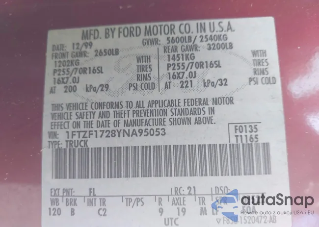 1FTZF1728YNA95053: 43273203