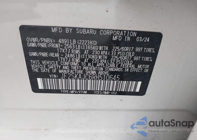 JF2SKAJC6RH510645: 43273280