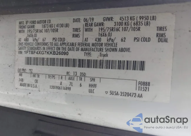 1FTBF4XG7KKB26090: 43273312