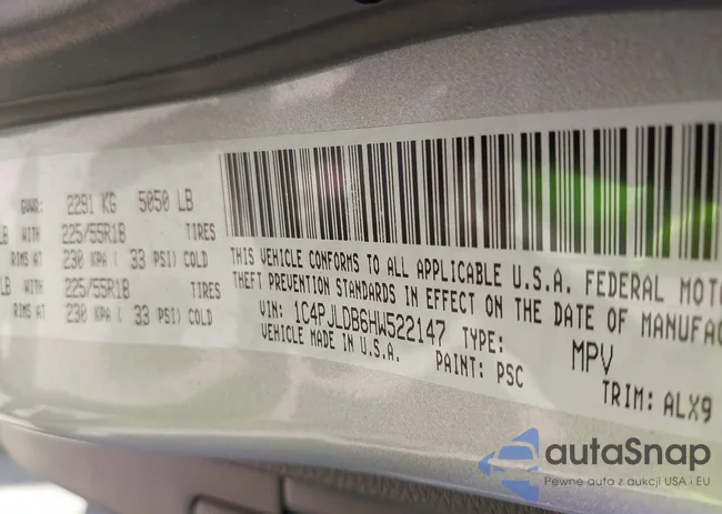 1C4PJLDB6HW522147: 43272477