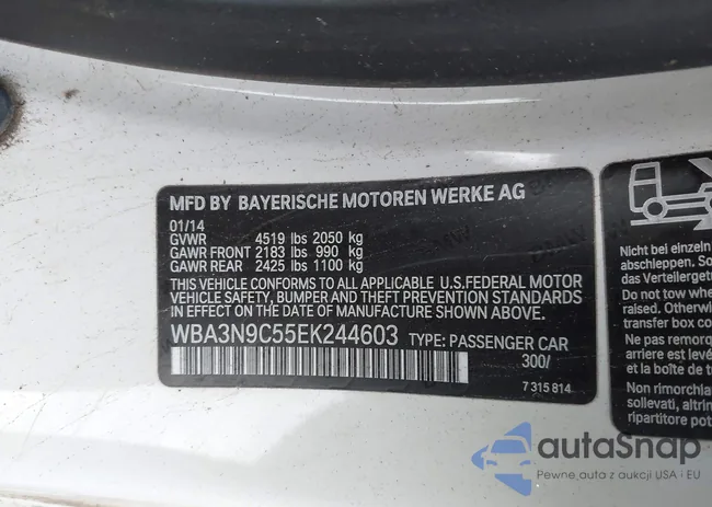 WBA3N9C55EK244603: 43272504