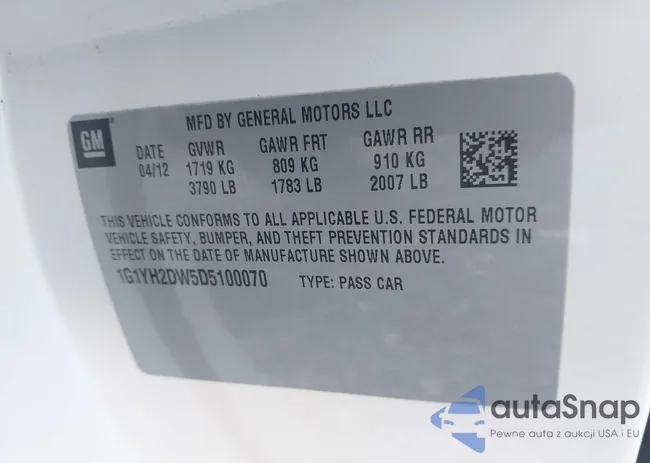 1G1YH2DW5D5100070: 43272622