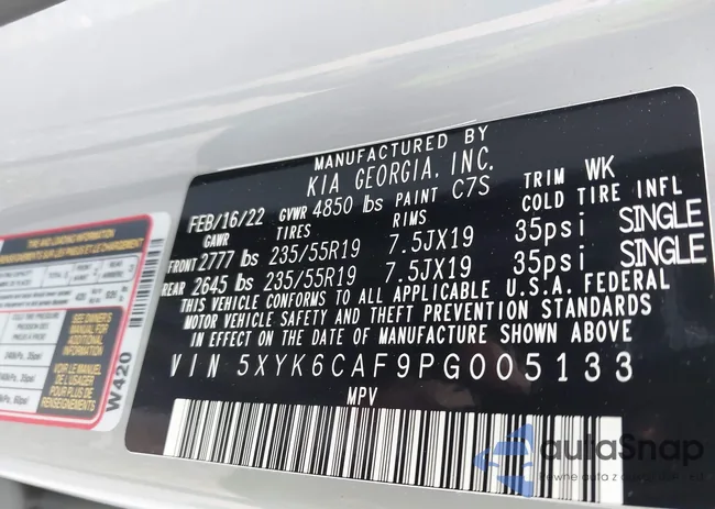 5XYK6CAF9PG005133: 43272625