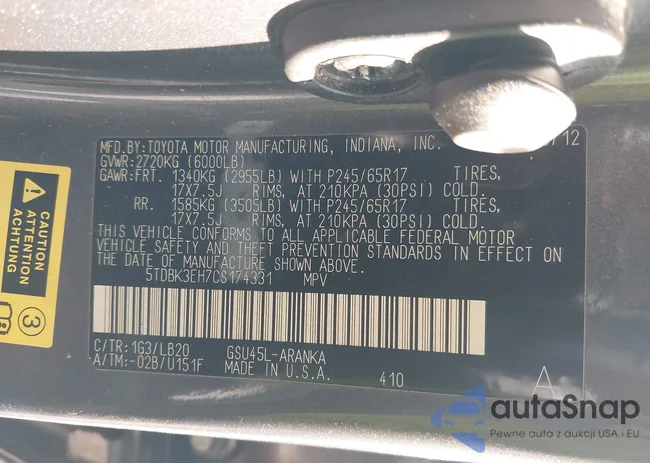 5TDBK3EH7CS174331: 43272627