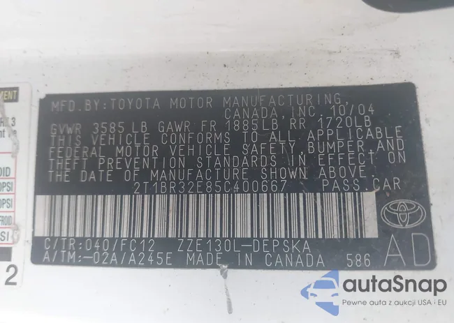 2T1BR32E85C400667: 43274174