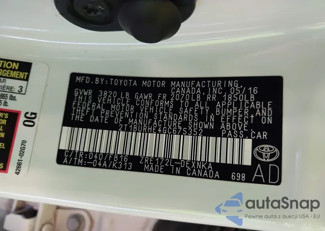 2T1BURHE4GC675352: 43274239