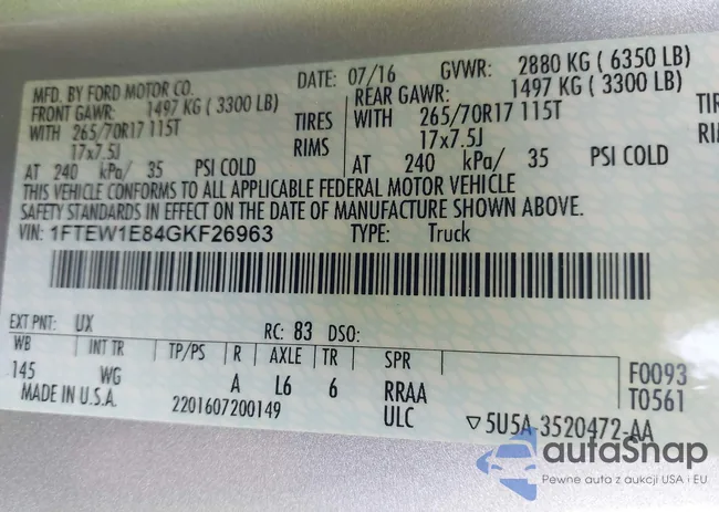 1FTEW1E84GKF26963: 43274326