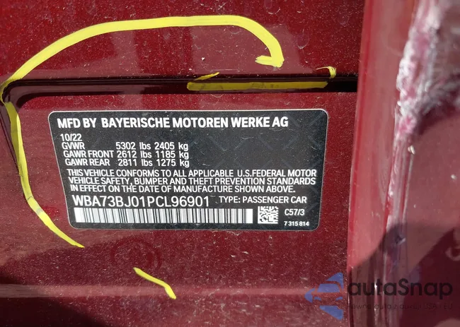 WBA73BJ01PCL96901: 43273456