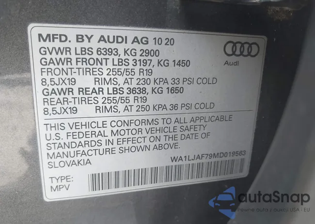 WA1LJAF79MD019563: 43274849